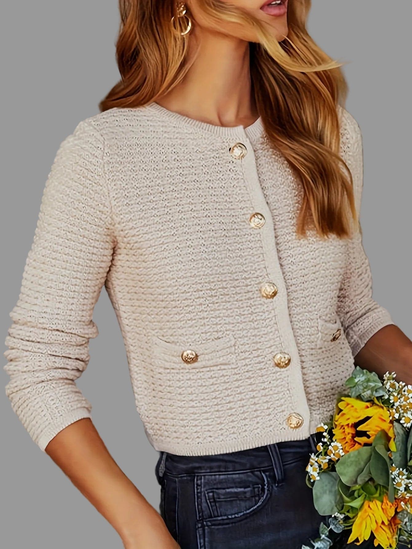 Textured Knit Button Cardigan The Nichole Collection