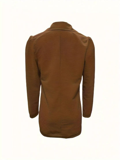 Textured Knit Double-Breasted Blazer - Apricot / S