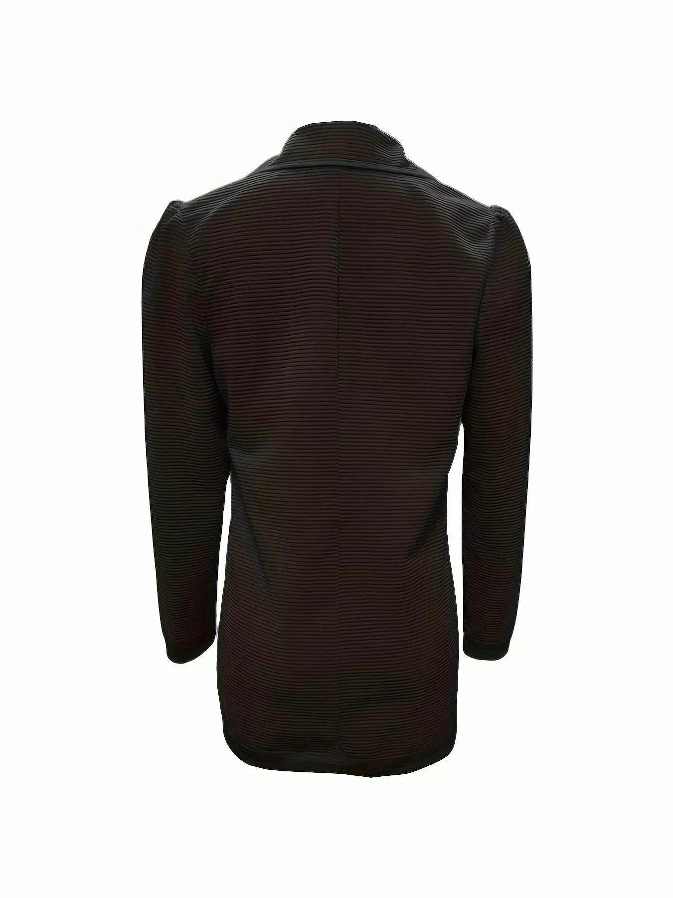 Textured Knit Double-Breasted Blazer - Apricot / S