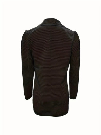 Textured Knit Double-Breasted Blazer - Apricot / S