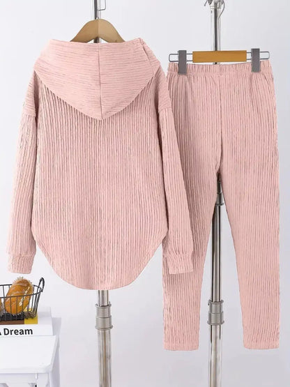 Textured Long Sleeve Hoodie and Pants Set Women's Sets The Nichole Collection