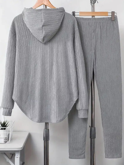 Textured Long Sleeve Hoodie and Pants Set Women's Sets The Nichole Collection
