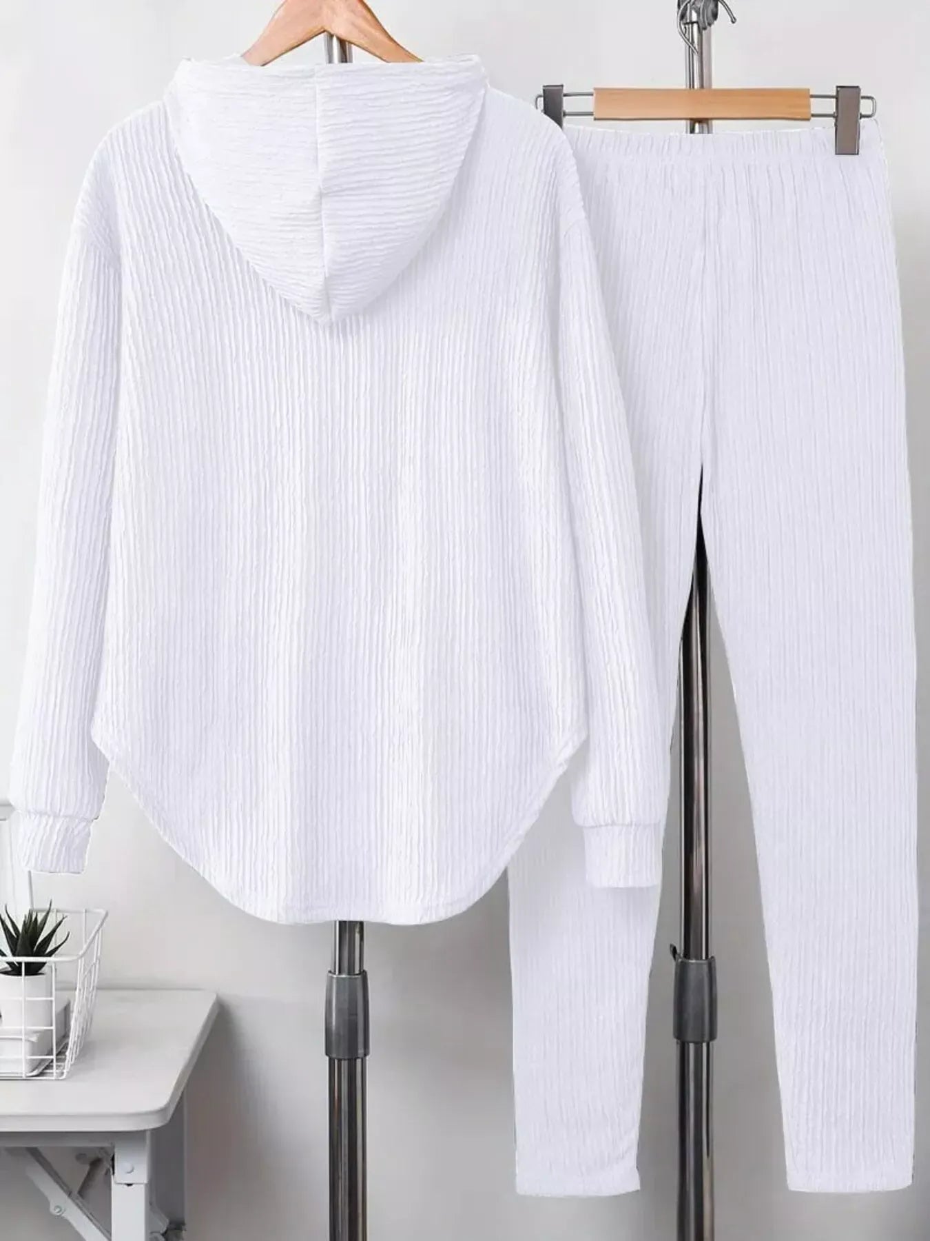 Textured Long Sleeve Hoodie and Pants Set Women's Sets The Nichole Collection