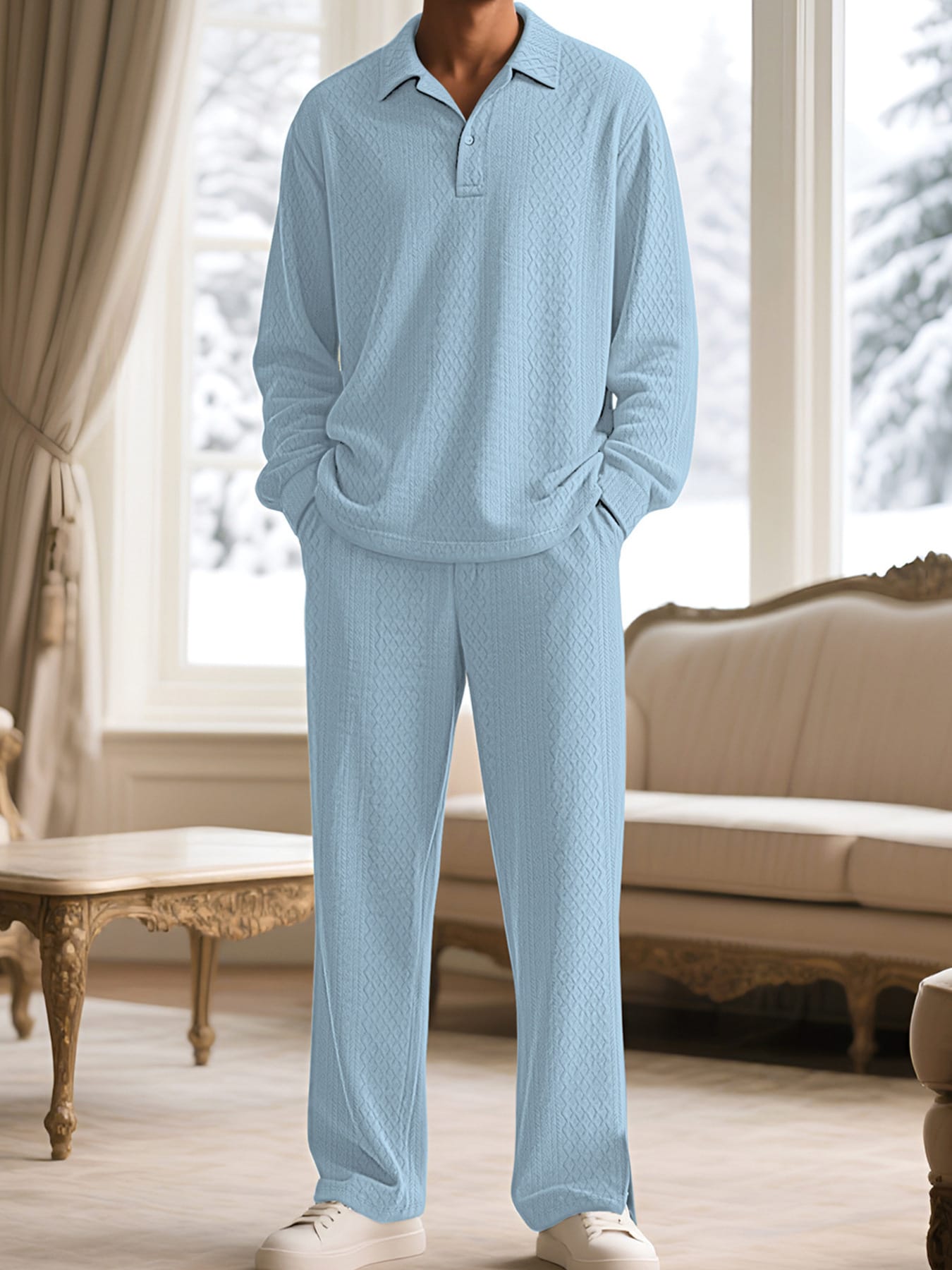 Textured Long Sleeve Top and Pants Set | The Nichole Collection