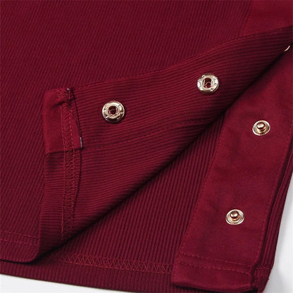 Textured Polo Neck Slim Fit Midi Dress with Side Slit The Nichole Collection