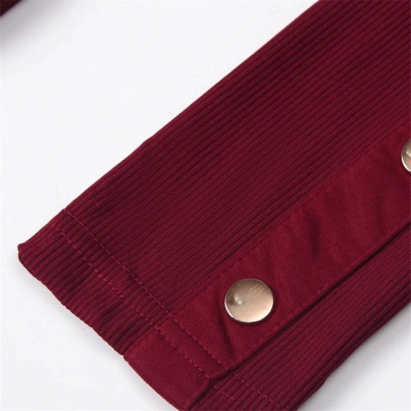 Textured Polo Neck Slim Fit Midi Dress with Side Slit The Nichole Collection