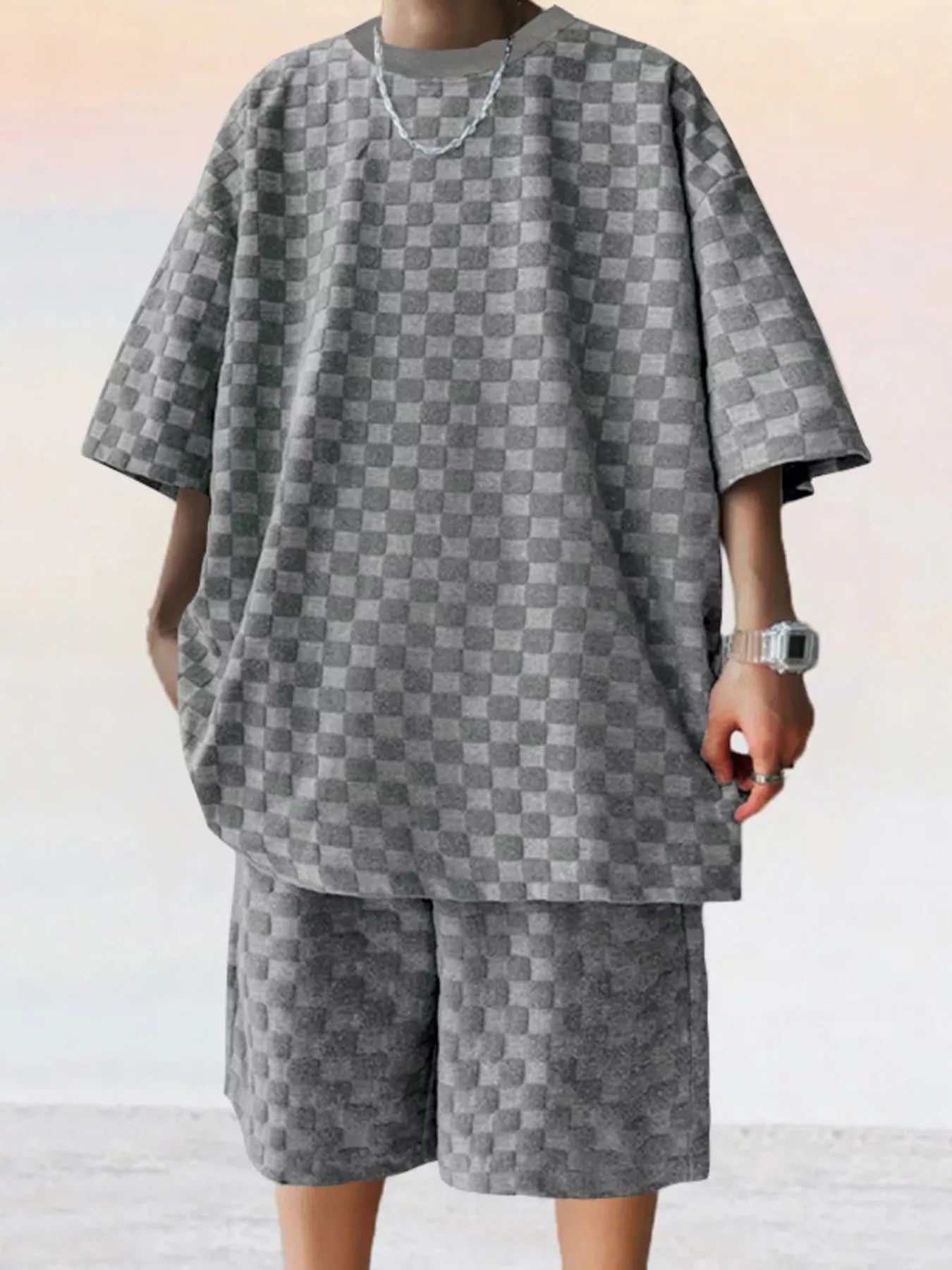 Textured Short Sleeve Tee and Shorts Casual Set | The Nichole Collection