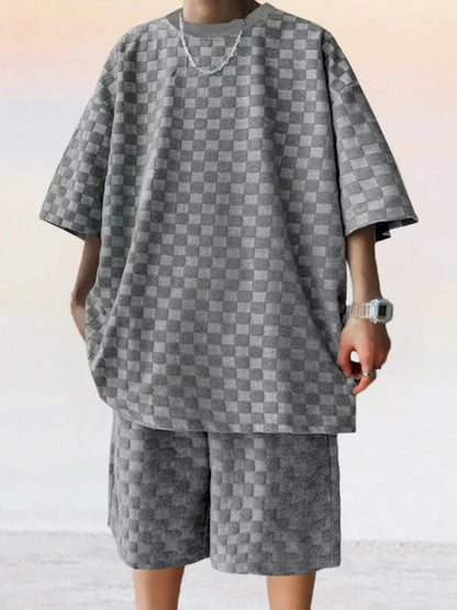 Textured Short Sleeve Tee and Shorts Casual Set | The Nichole Collection