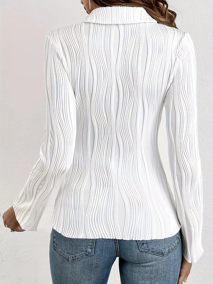 Textured Wavy Pattern Long Sleeve Shirt The Nichole Collection