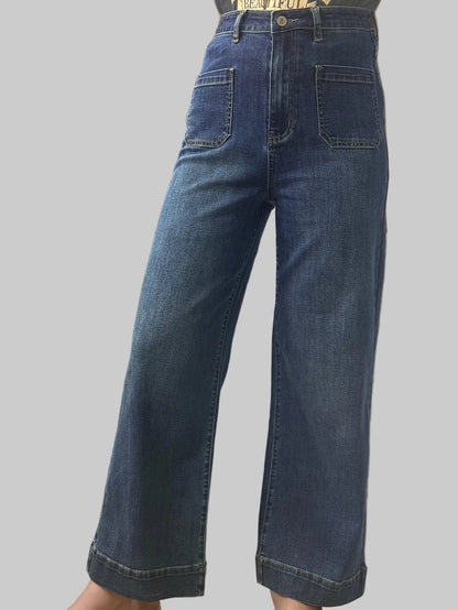 The Atelier Wide-Leg Cropped Jean Jeans Medium Blue / S The Nichole Collection