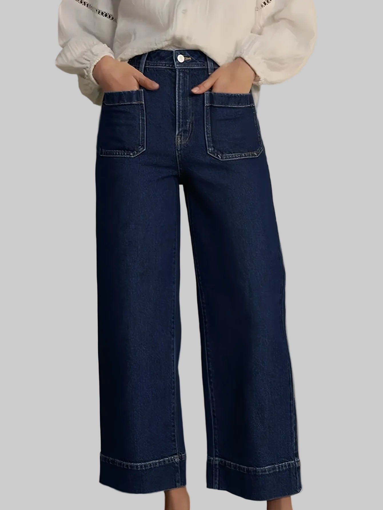 The Atelier Wide-Leg Cropped Jean Jeans Deep Blue / S The Nichole Collection