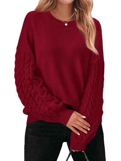 The Classic Cable Knit Sweater Large / Burgundy The Nichole Collection