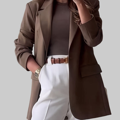The Classic Solid Blazer – Elegant Long Sleeve Jacket Blazers Coffee / S The Nichole Collection