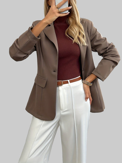 The Classic Solid Blazer – Elegant Long Sleeve Jacket Blazers The Nichole Collection
