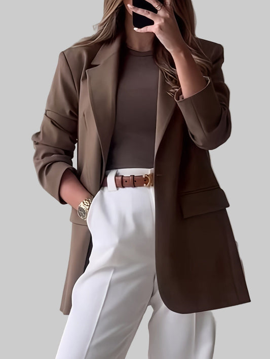 The Classic Solid Blazer – Elegant Long Sleeve Jacket Blazers The Nichole Collection