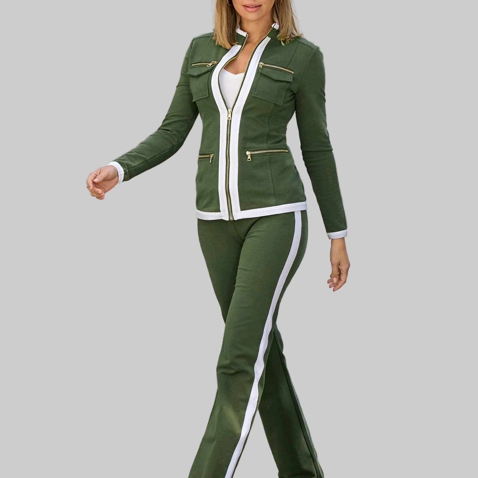 The Couture Zippered Sport Coordinate – Premium Women’s Sports Tracksuit Women's Sets Green / S The Nichole Collection