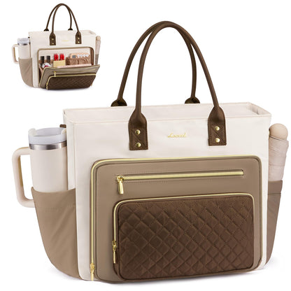 The Essential Work Tote Totes 15.6 inch / Khaki-beige-coffee The Nichole Collection