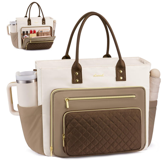 The Essential Work Tote Totes 15.6 inch / Khaki-beige-coffee The Nichole Collection