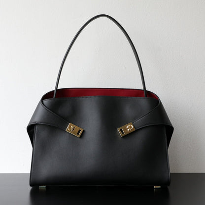 The HUG Luxe Genuine Leather Tote Bag Totes Black The Nichole Collection