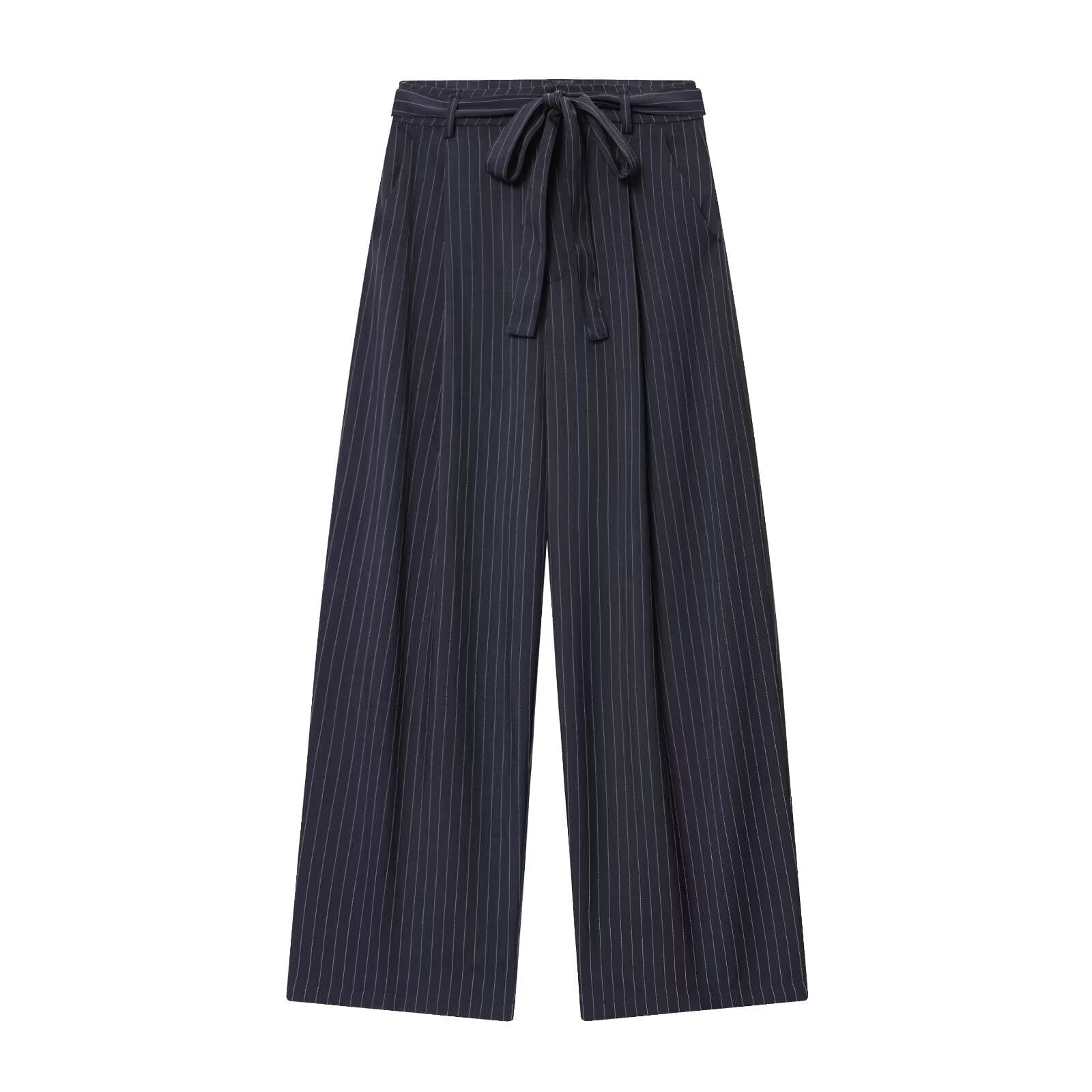 The Riviera Fine Stripe Two-Piece Set Women's Sets Striped Long Pants / XS The Nichole Collection