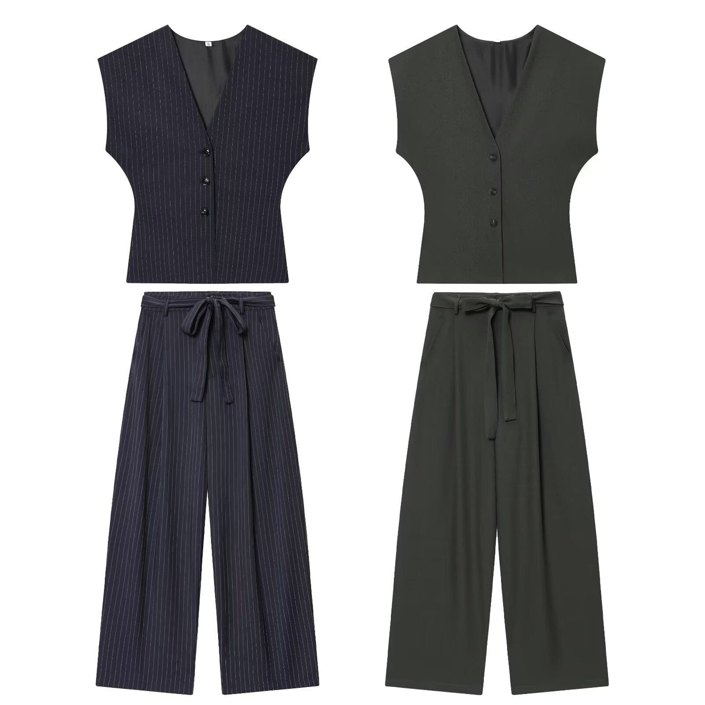The Riviera Fine Stripe Two-Piece Set Women's Sets The Nichole Collection