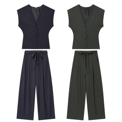 The Riviera Fine Stripe Two-Piece Set Women's Sets The Nichole Collection