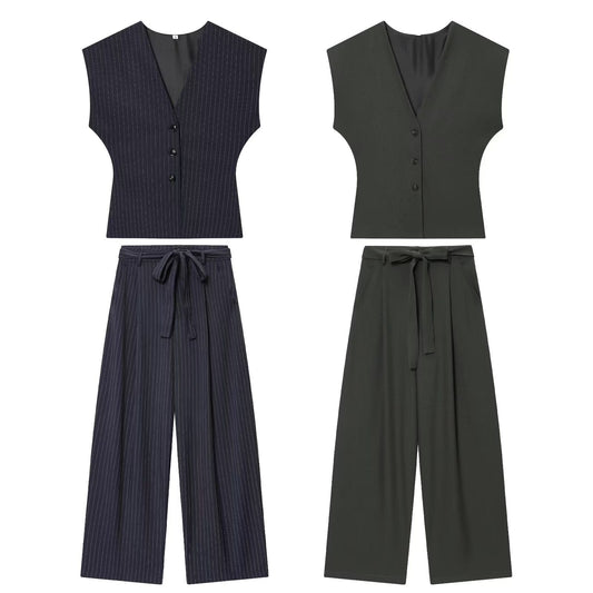 The Riviera Fine Stripe Two-Piece Set Women's Sets The Nichole Collection