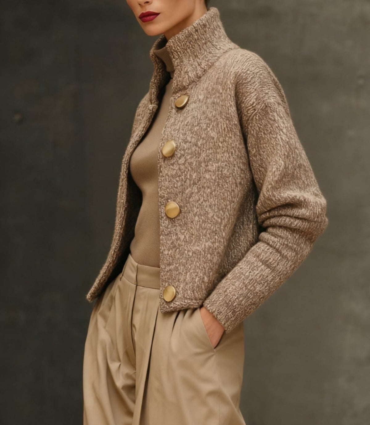 The Sandstone Buttoned Knit Blazer The Nichole Collection - Official Site