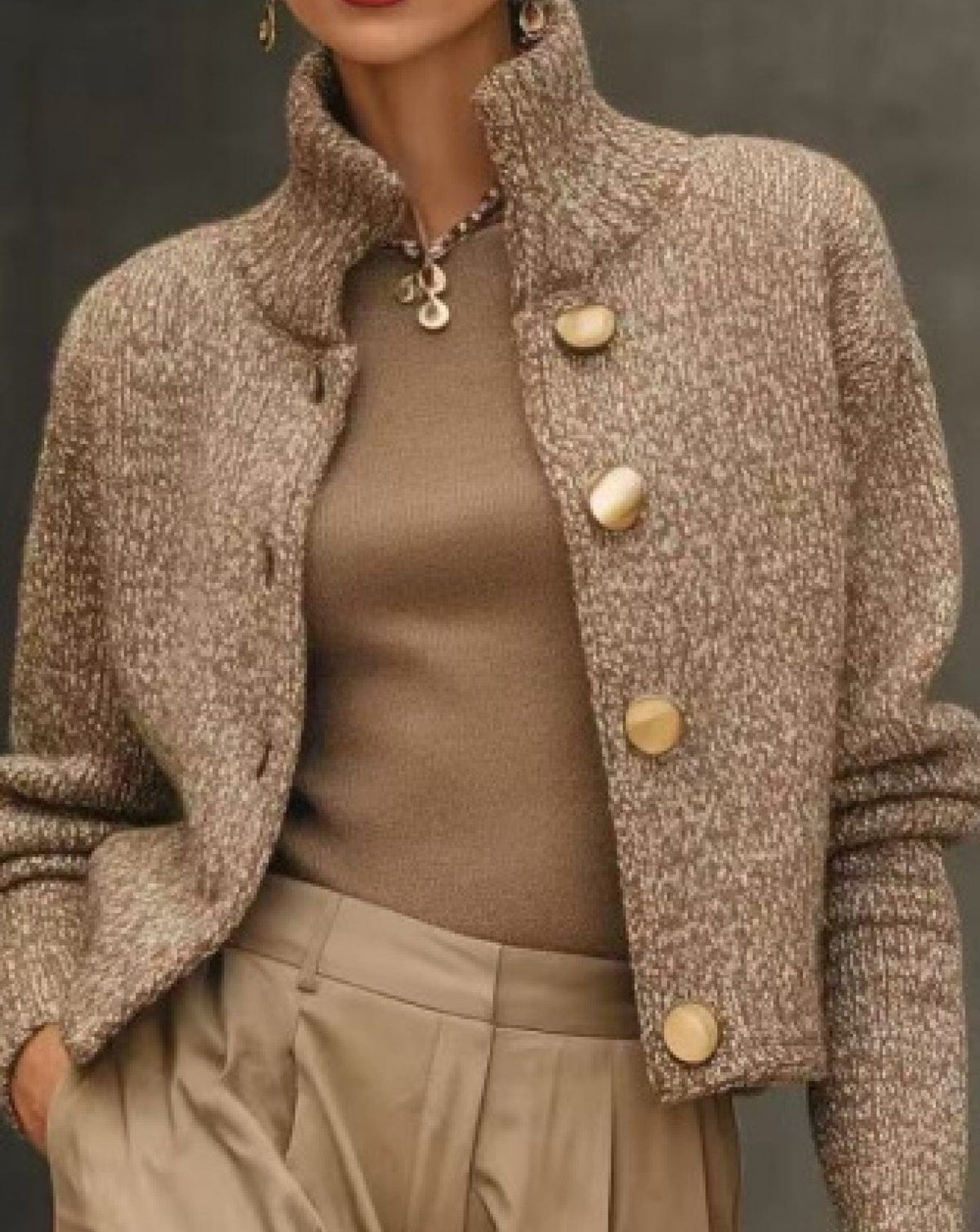 The Sandstone Buttoned Knit Blazer The Nichole Collection - Official Site