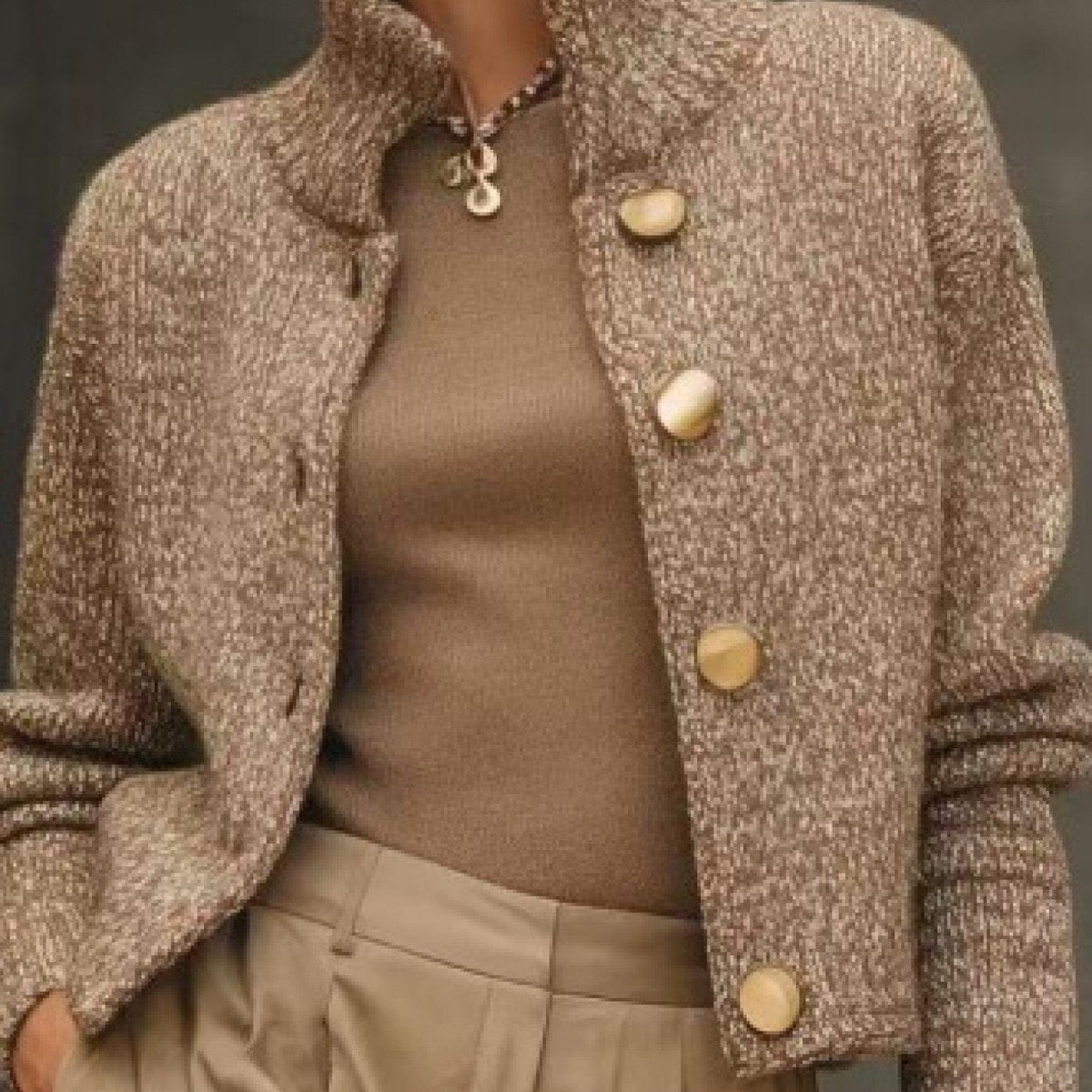 The Sandstone Buttoned Knit Blazer The Nichole Collection - Official Site