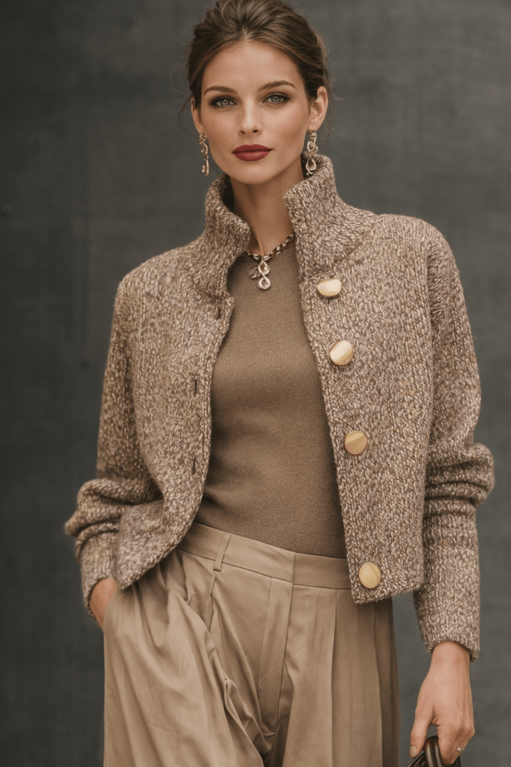 The Sandstone Buttoned Knit Blazer The Nichole Collection - Official Site