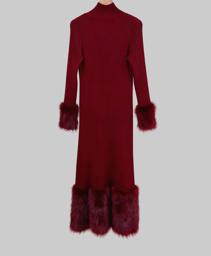 The Snowfall Elegance Faux Fur Knit Dress Dresses The Nichole Collection
