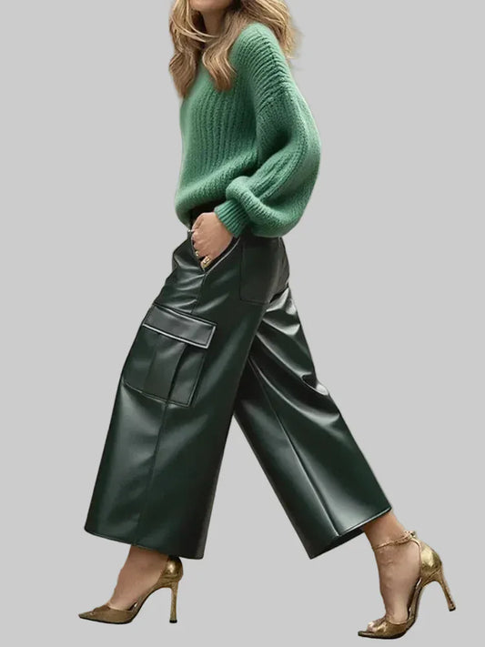 The Soho High-Waist Vegan Leather Straight-Leg Pants The Nichole Collection - Official Site