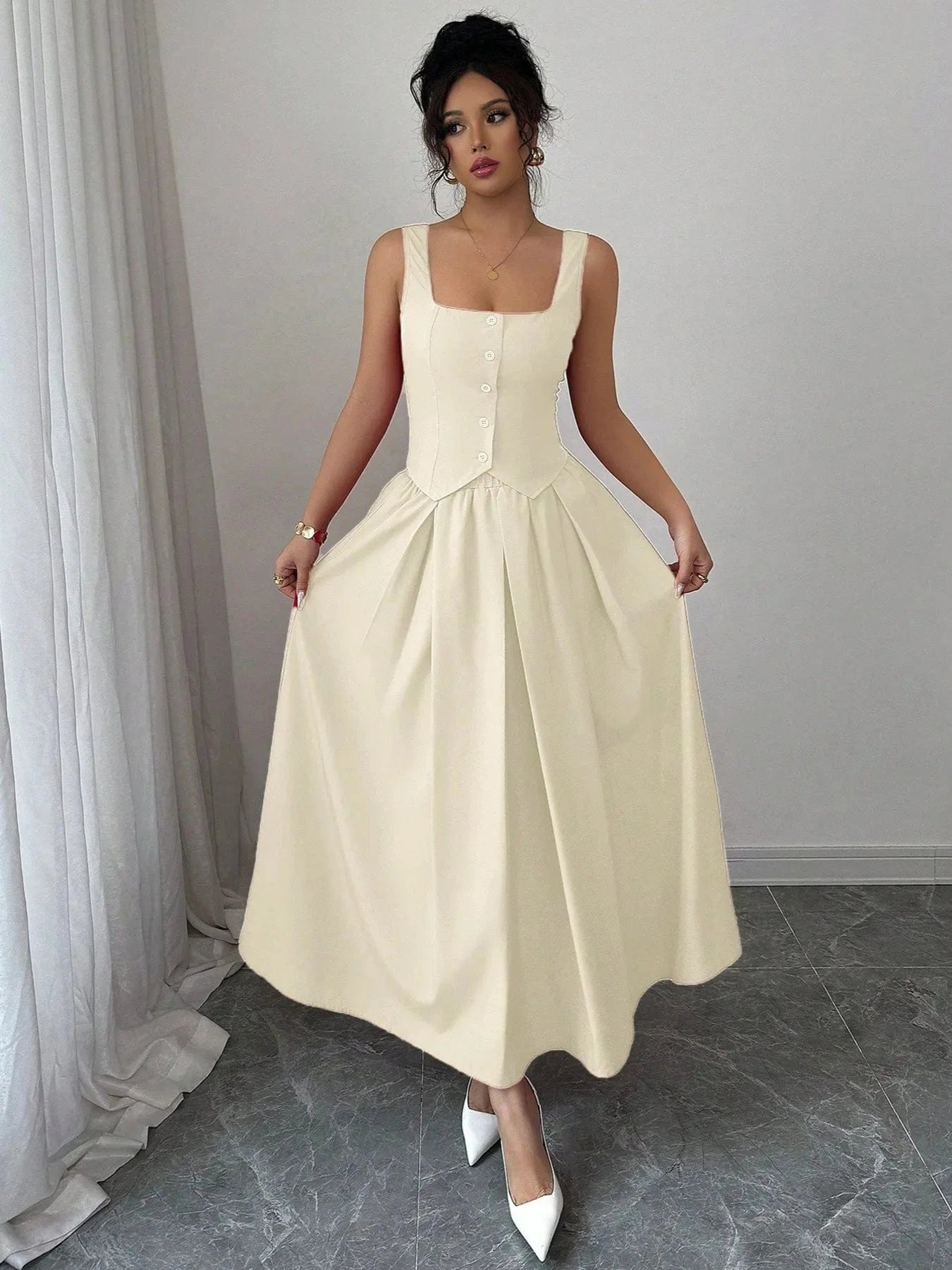 The Square Neck Midi Dress The Nichole Collection