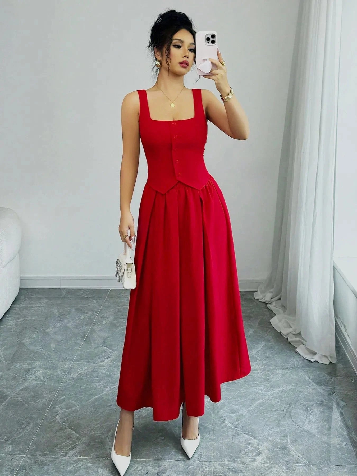 The Square Neck Midi Dress The Nichole Collection