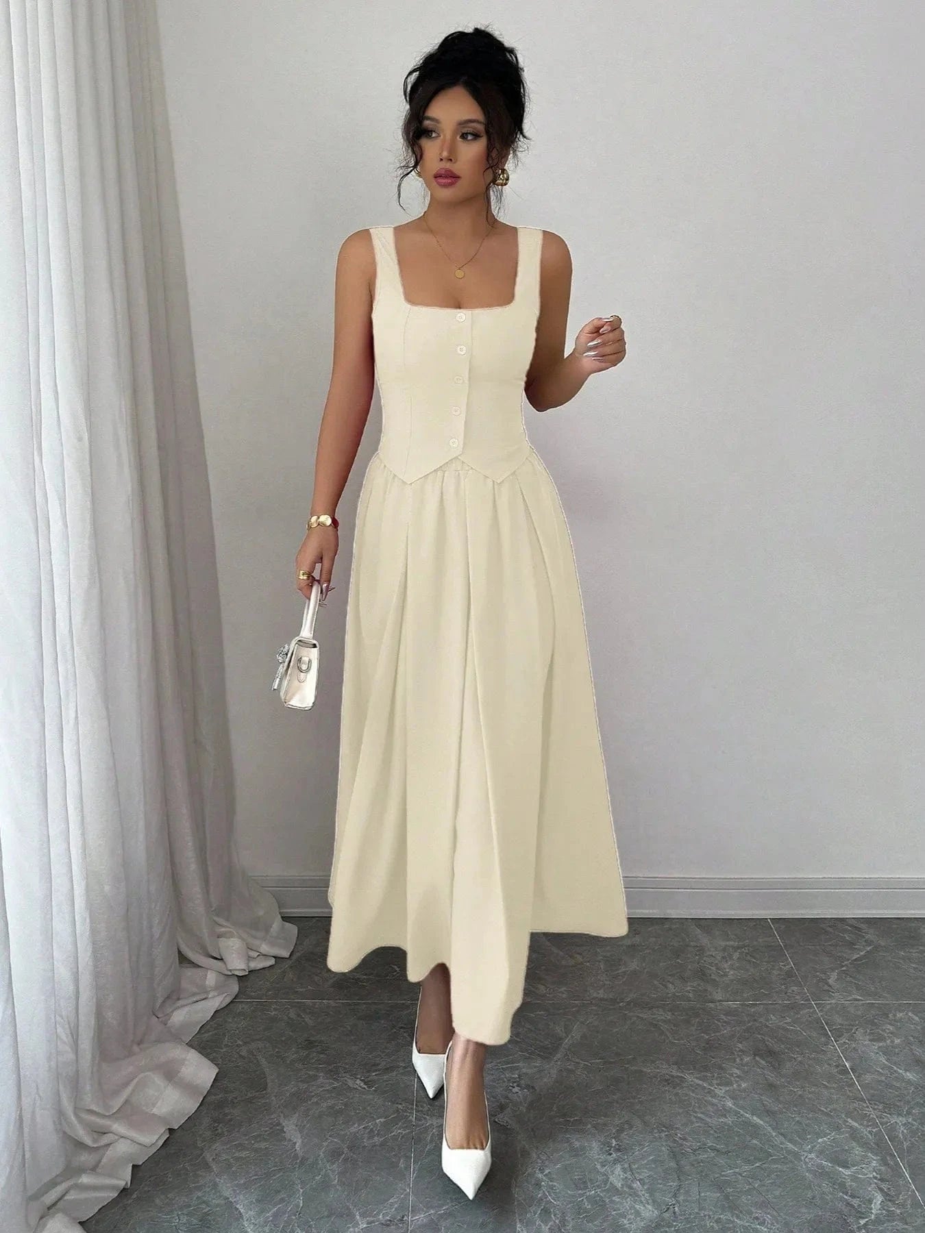 The Square Neck Midi Dress The Nichole Collection