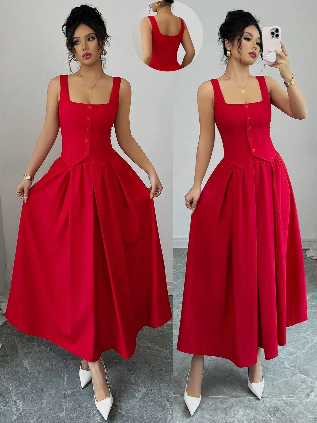 The Square Neck Midi Dress The Nichole Collection
