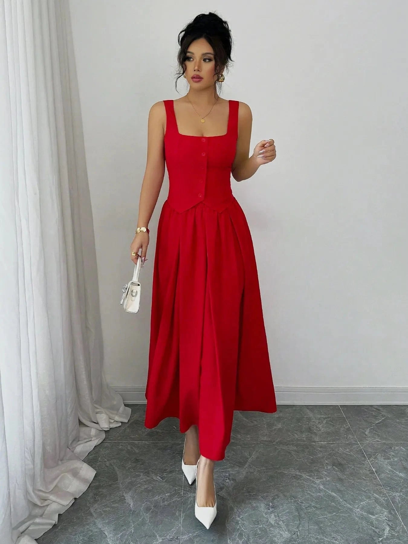 The Square Neck Midi Dress The Nichole Collection