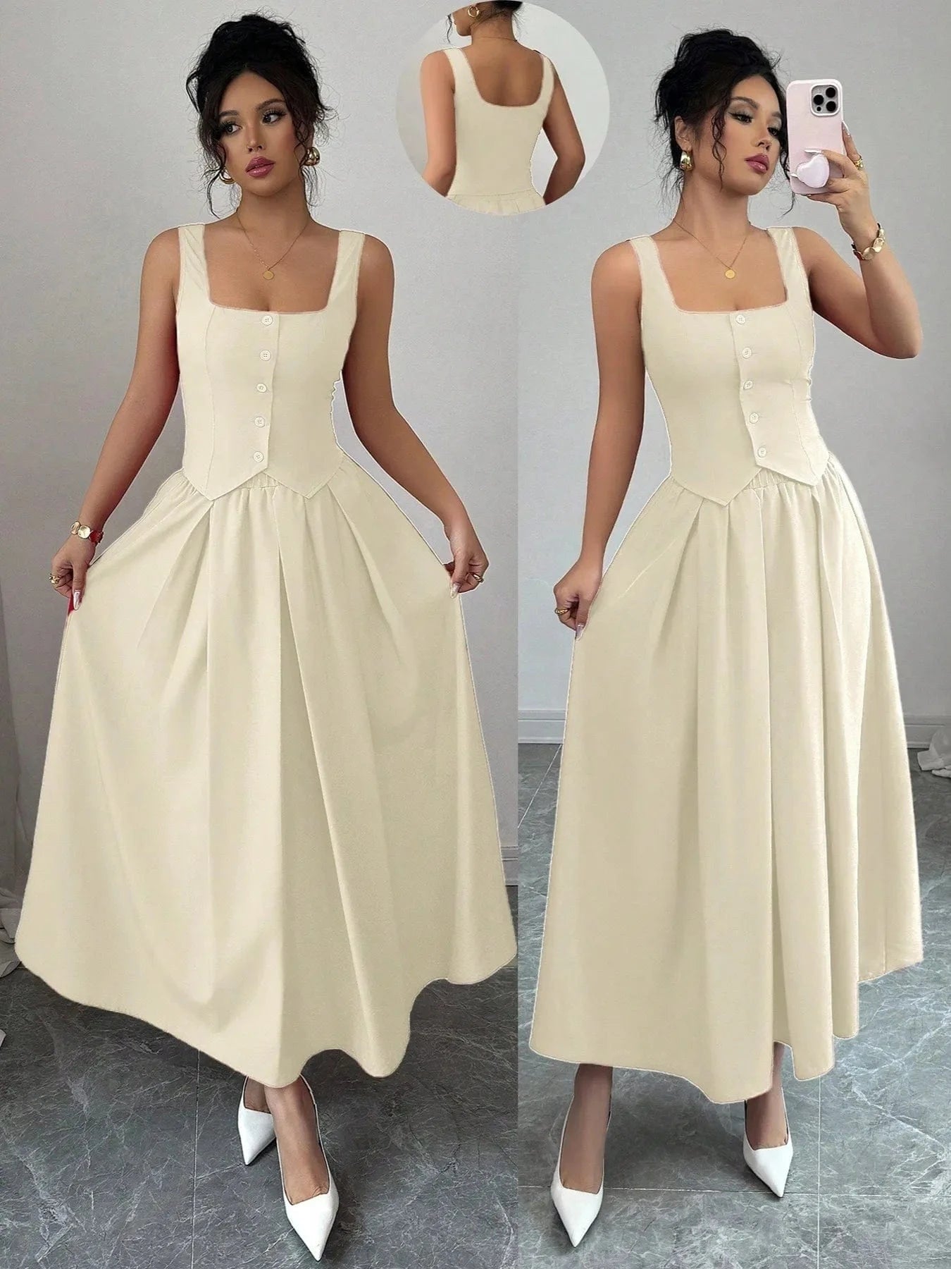 The Square Neck Midi Dress The Nichole Collection