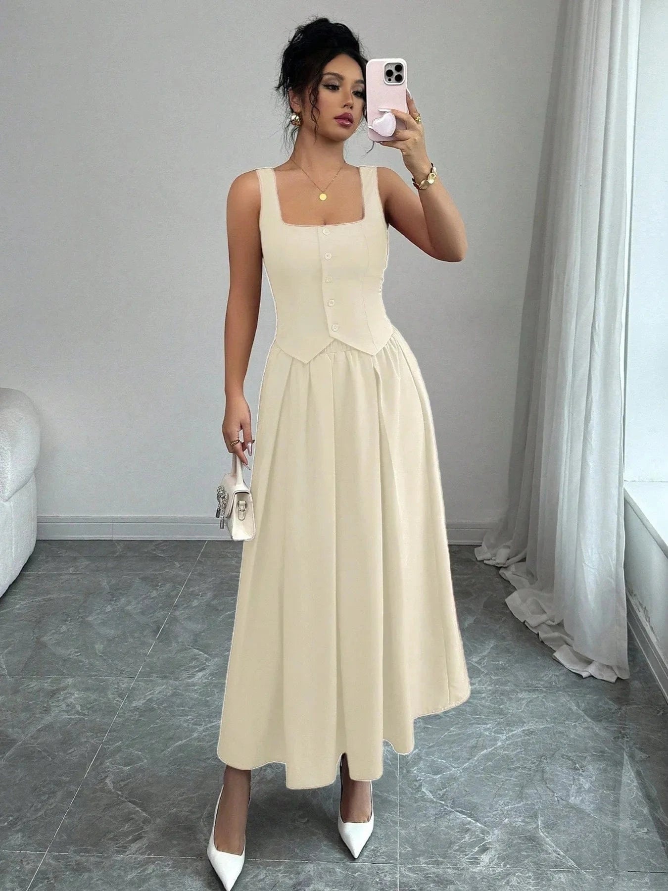The Square Neck Midi Dress The Nichole Collection