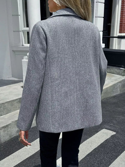 The Tailored Button-Front Lapel Blazer - Khaki / S