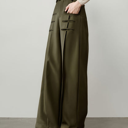 The Tailored Palazzo Pants Army Green / S The Nichole Collection
