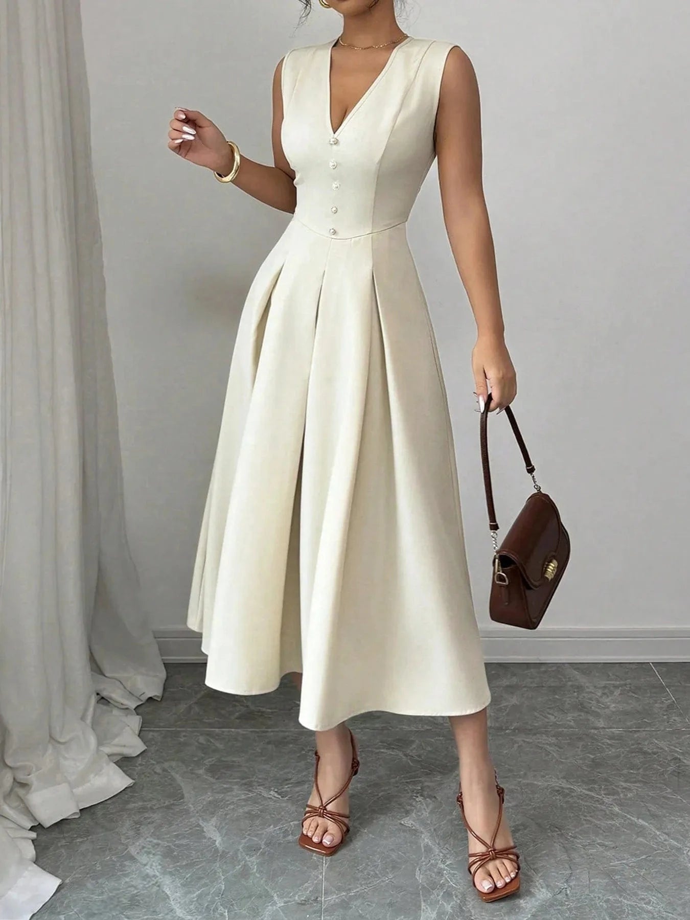 The Vibe Midi Dress Ivory / S The Nichole Collection