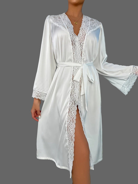The White Lace Morning Robe Robe The Nichole Collection