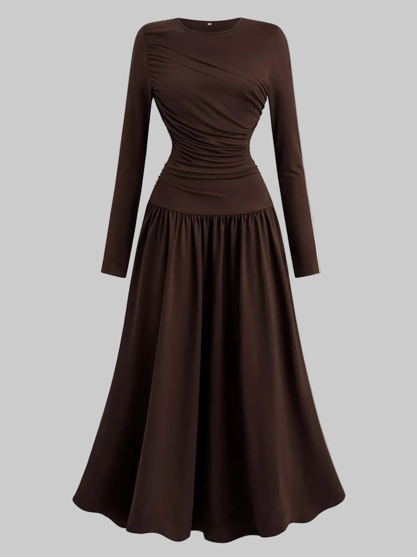 The Winter Muse Ruched A-Line Dress Dresses Chocolate / S The Nichole Collection