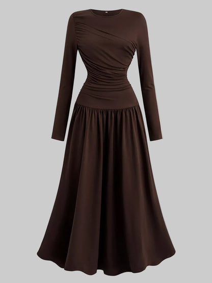 The Winter Muse Ruched A-Line Dress Dresses Chocolate / S The Nichole Collection