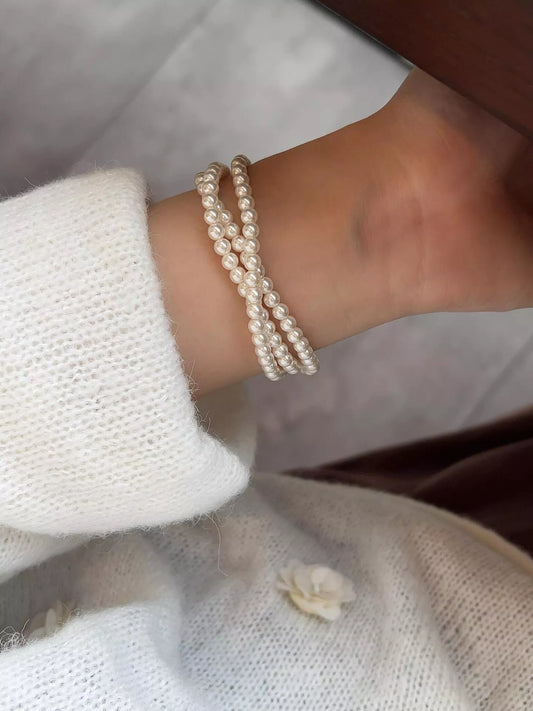 Three Layers Pearl Bracelet Silver / One Size The Nichole Collection - Official Site
