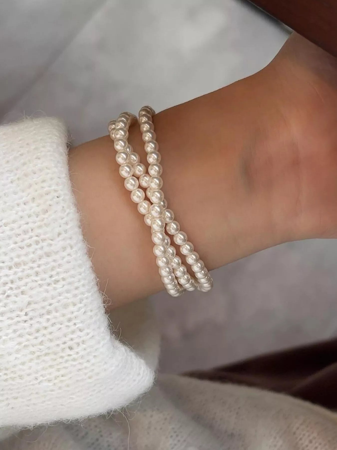 Three Layers Pearl Bracelet Silver / One Size The Nichole Collection - Official Site