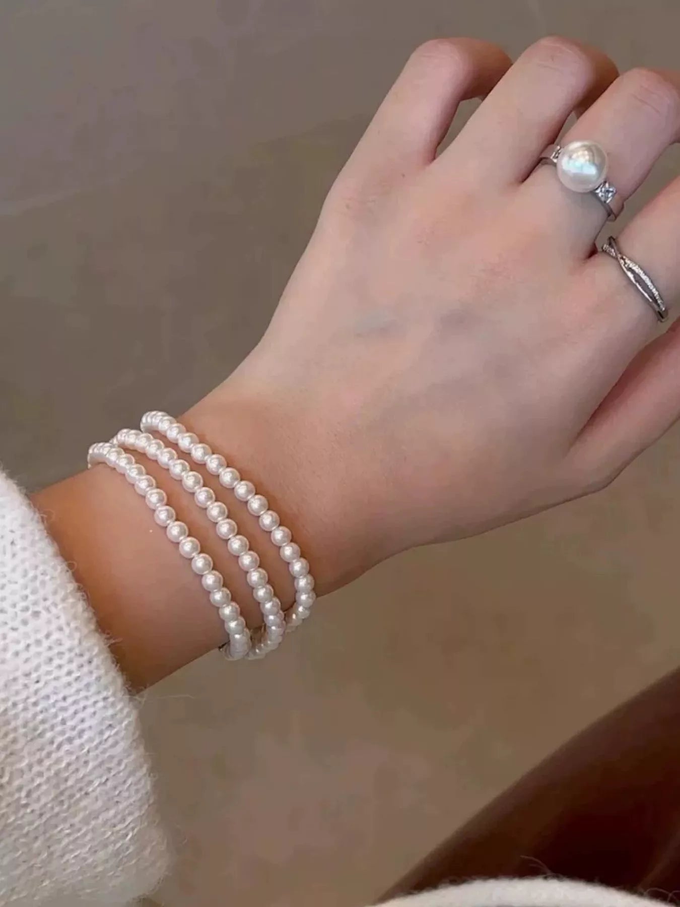 Three Layers Pearl Bracelet Silver / One Size The Nichole Collection - Official Site