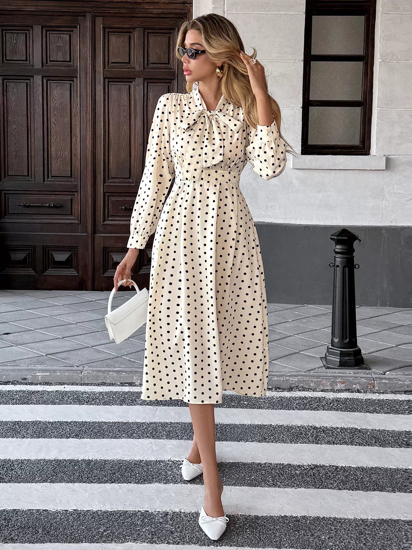 Tie Front Polka Dot Dress The Nichole Collection